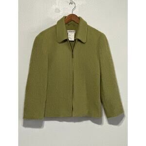VTG Olsen Alpaca Mohair Wool Pistachio Green Zip Jacket 8 Classic City Preppy